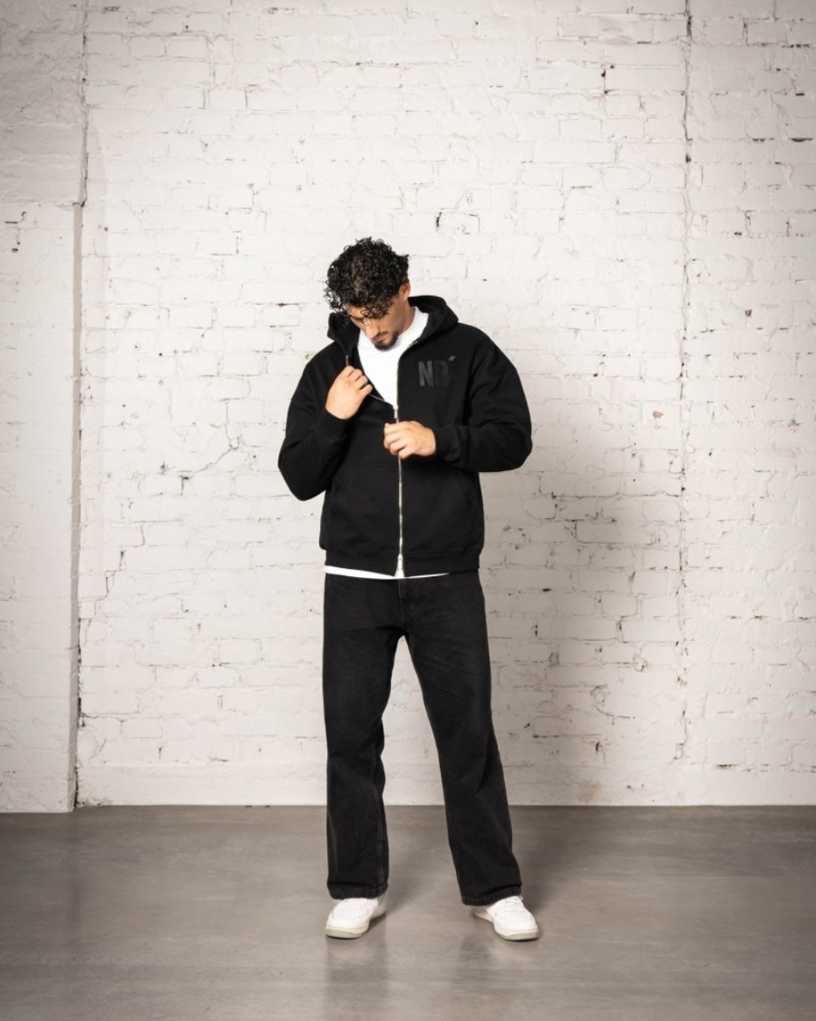 004 oversized zipper black drop model