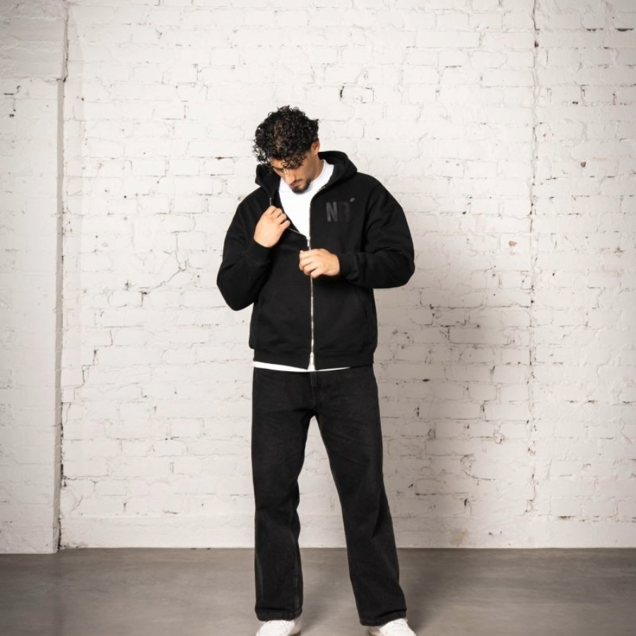 004 oversized zipper black drop model
